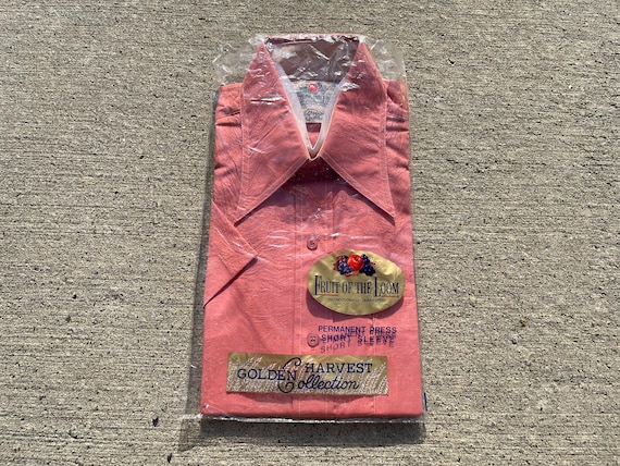 Vintage 60s/70s Fruit of the Loom Shirt - Golden Harvest Salmon