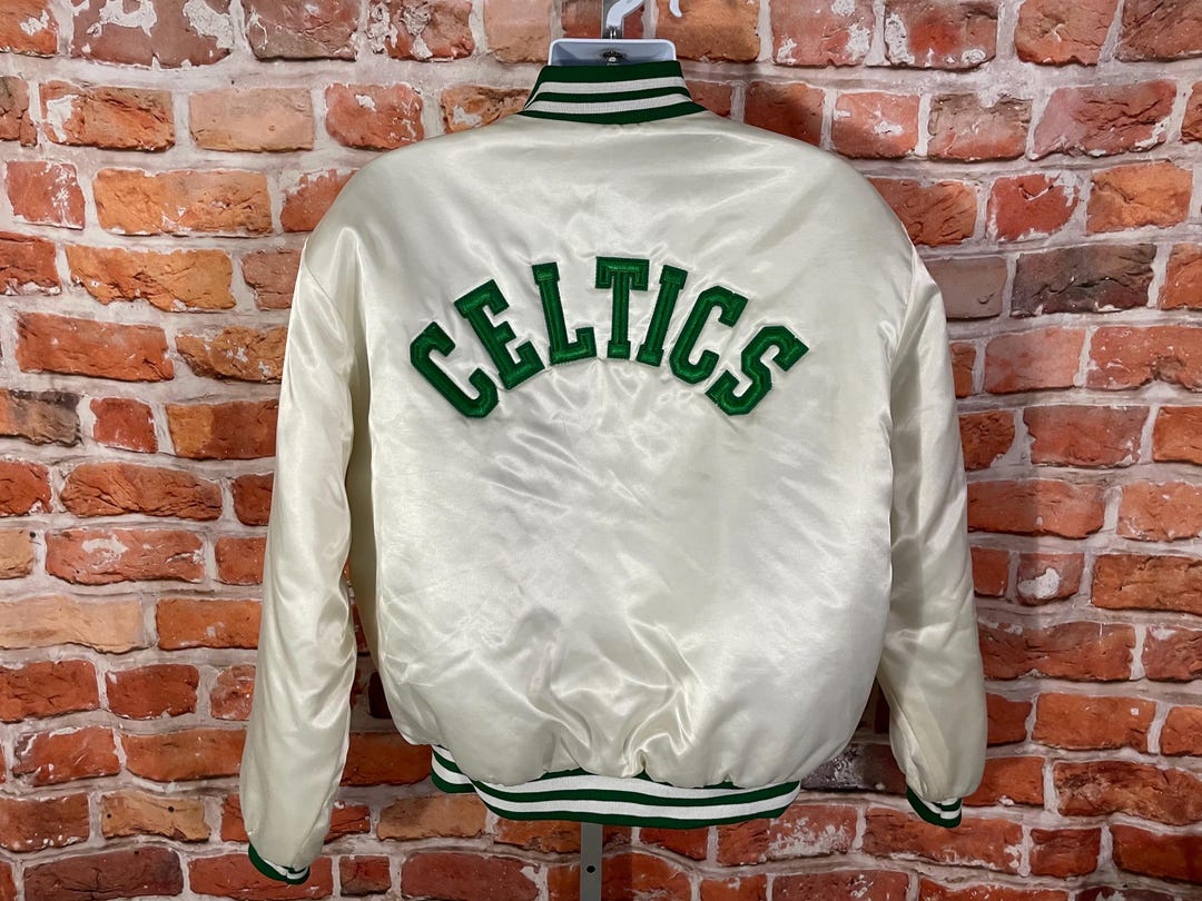 Vintage White Boston Celtics Swingster 80s/90s Satin Bomber Jacket