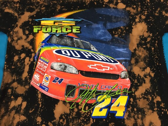 Vintage 90s Jeff Gordon Bleach Splatter Tee - NASCAR G Force Shirt