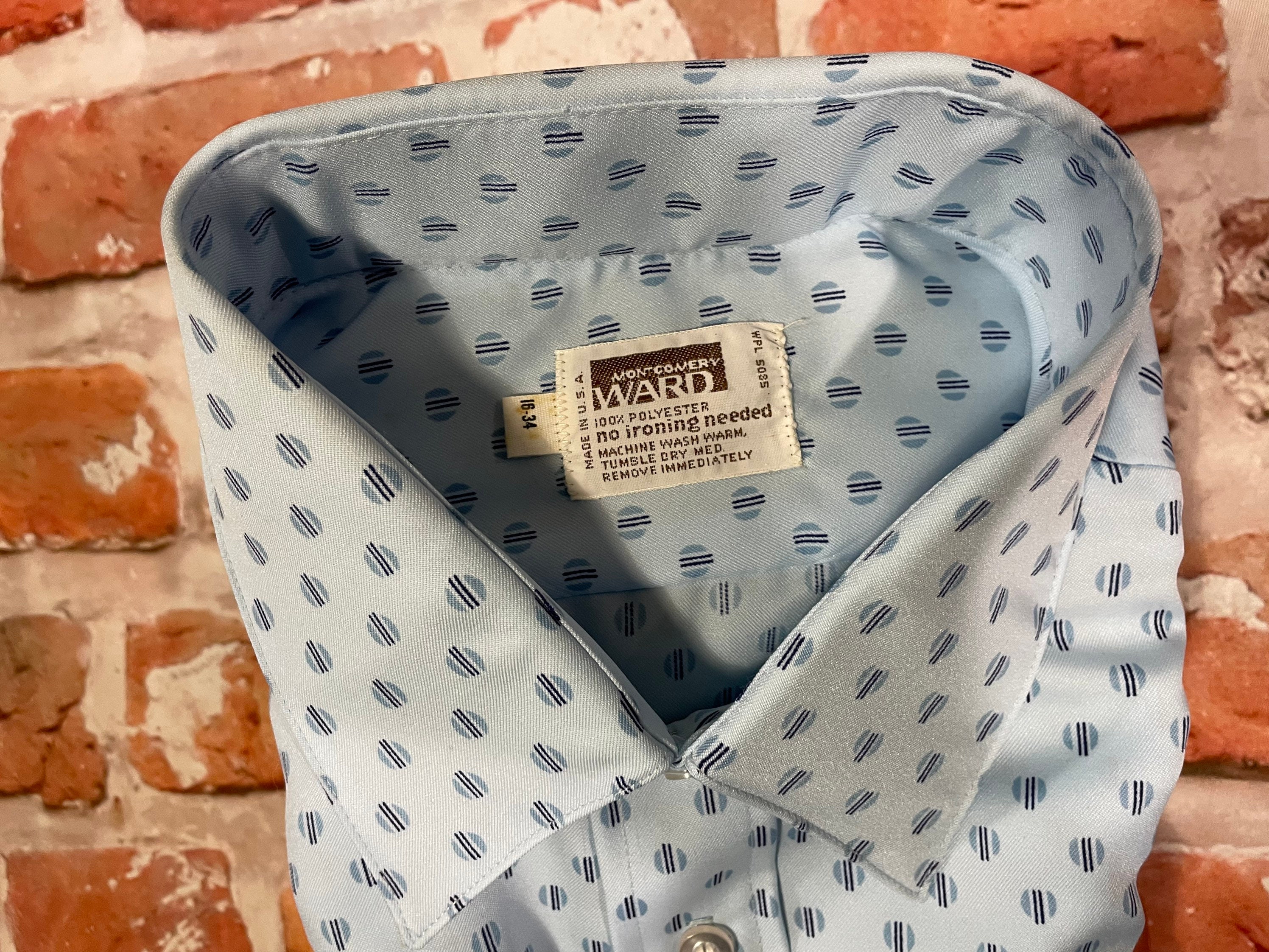 Vintage 60s 70s Montgomery Ward Funky Long Sleeve Button Down