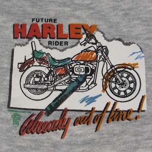 Vintage 80s BOYS/KID Harley Davidson - Future Harley Rider Out Of Line Sweatshirt - Deadstock New - Motorcycle kids biker 50/50 soft shirt