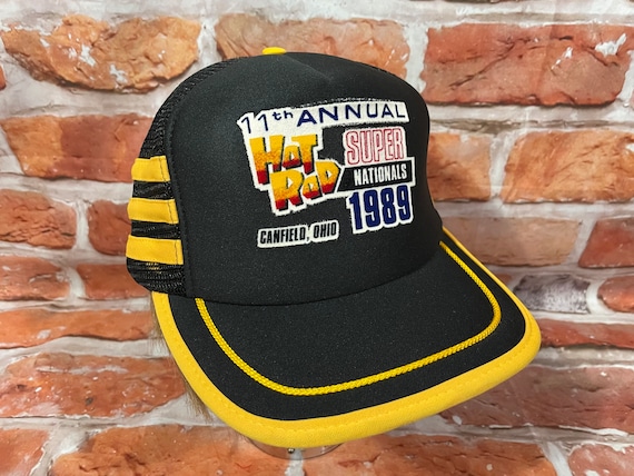 Vintage 1989 Three Stripe Hot Rod Super Nationals Mesh Trucker