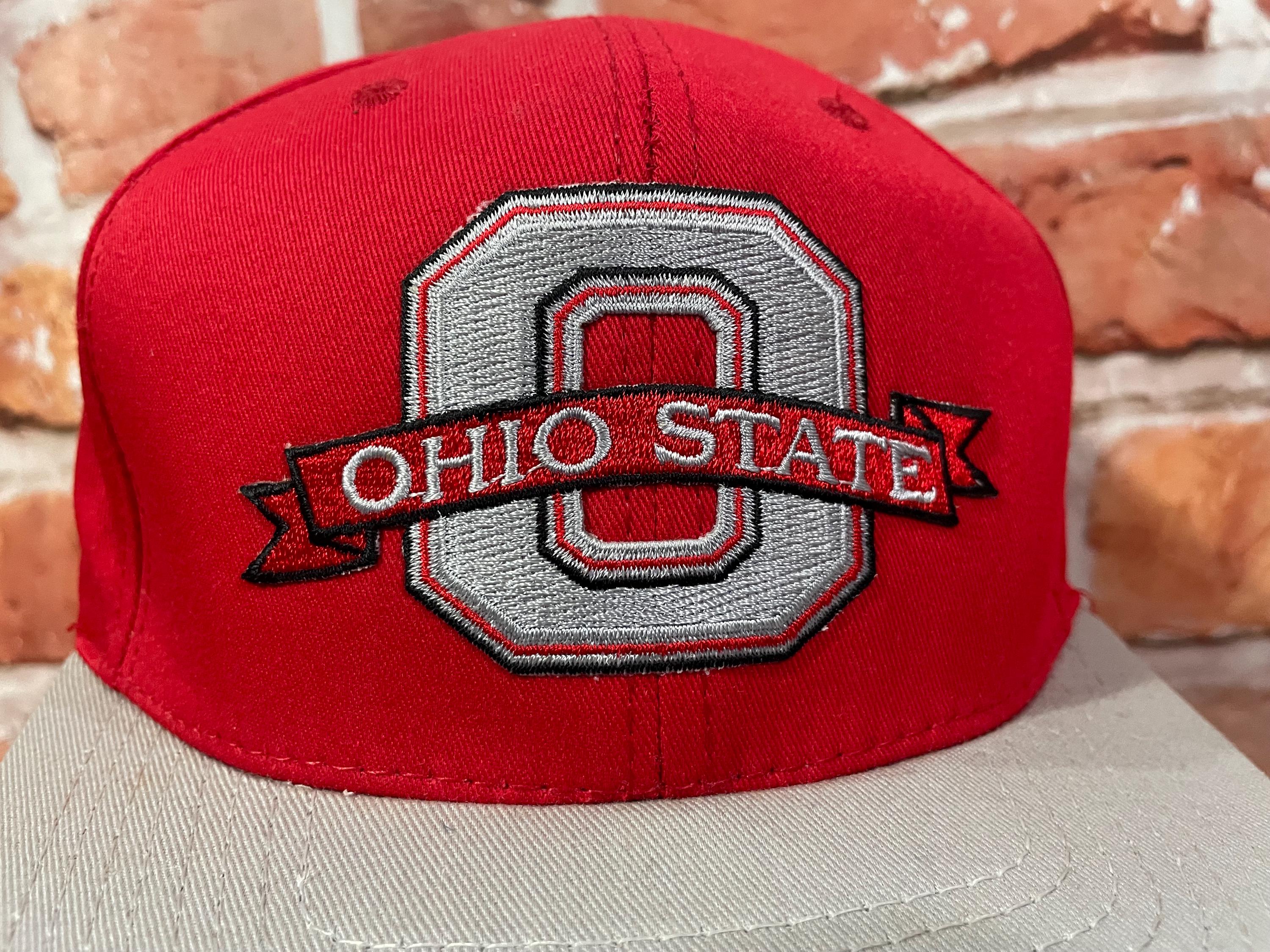 Vintage Ohio State Blockhead Snapback Hat Back Spellout 90s 