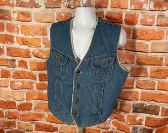 Vintage 80s Lee Storm Rider Sherpa Lined Denim Vest - Etsy