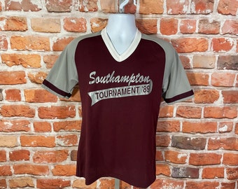 vintage 1989 Southampton Tournament baseball ringer tee - fits M/S - 80s grunge emo shirt