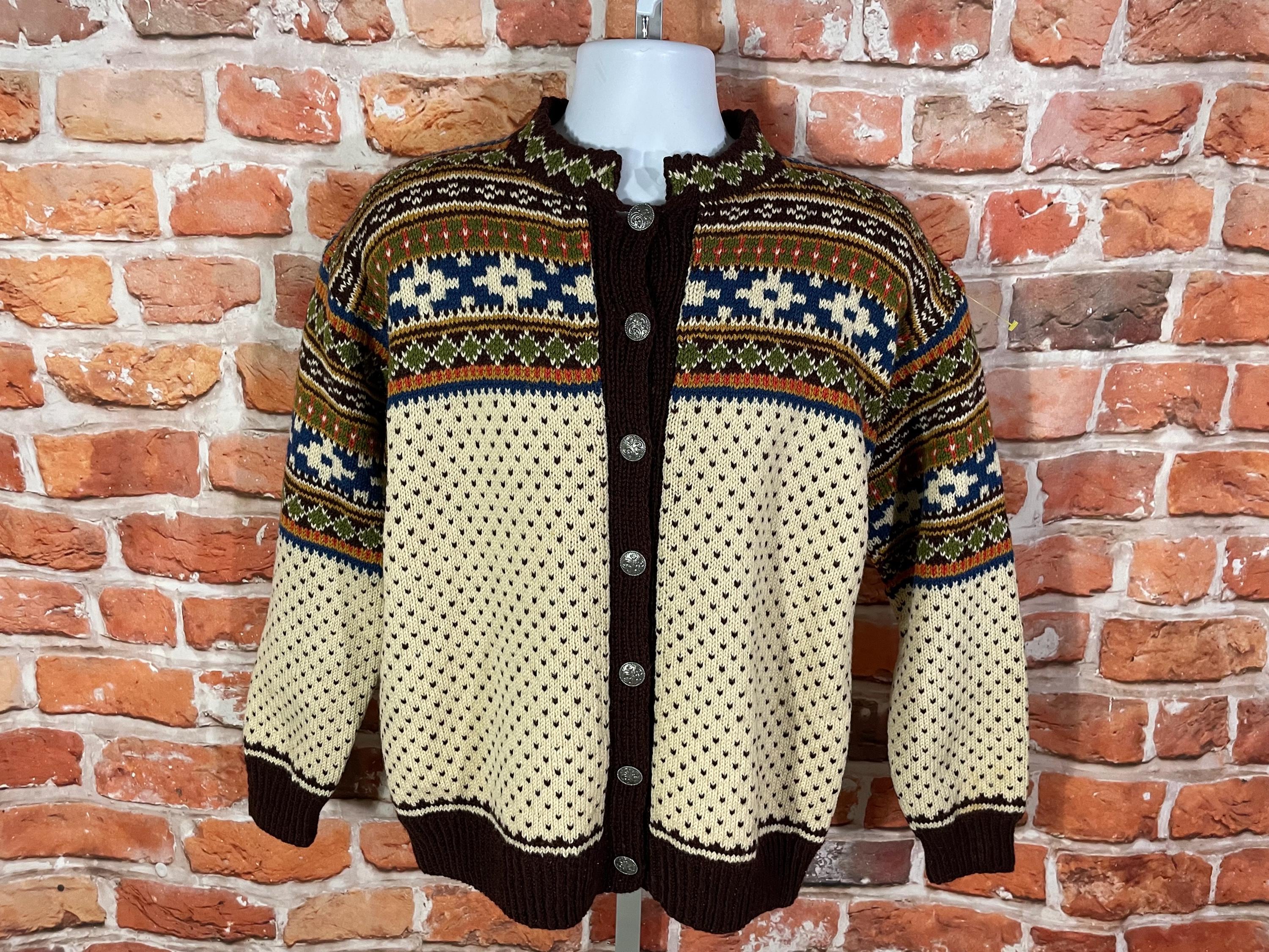 1960s Vintage Funky Wool Cardigan Sweater - Fits M - Grandma