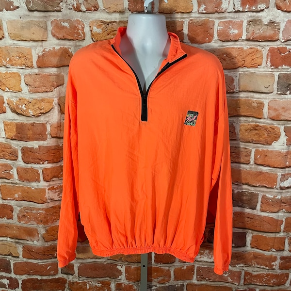 vintage 90s Surf Style neon pullover windbreaker - fits XL oversized - grunge