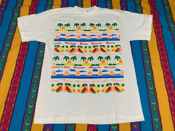 vintage 80s 90s Venezuela tourist shirt w all over