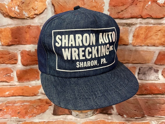 vintage Sharon Auto Wrecking denim trucker snapba… - image 1