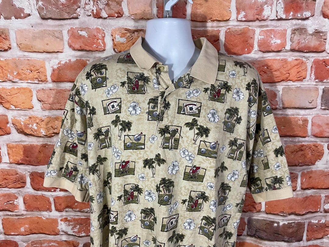 Vintage Big Dogs Golf Polo Shirt - Sz XL - Dad 90s All Over Print Aop ...