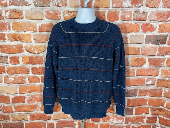vintage 80s striped sweater - sz L - grandpa grun… - image 1