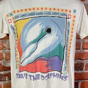 vintage 90s Save The Dolphins shirt - sz M - emo indie grunge wildlife animal