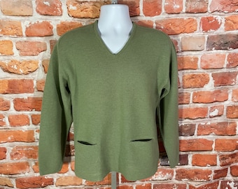vintage 60s Campus green sweater fits M mod gruge
