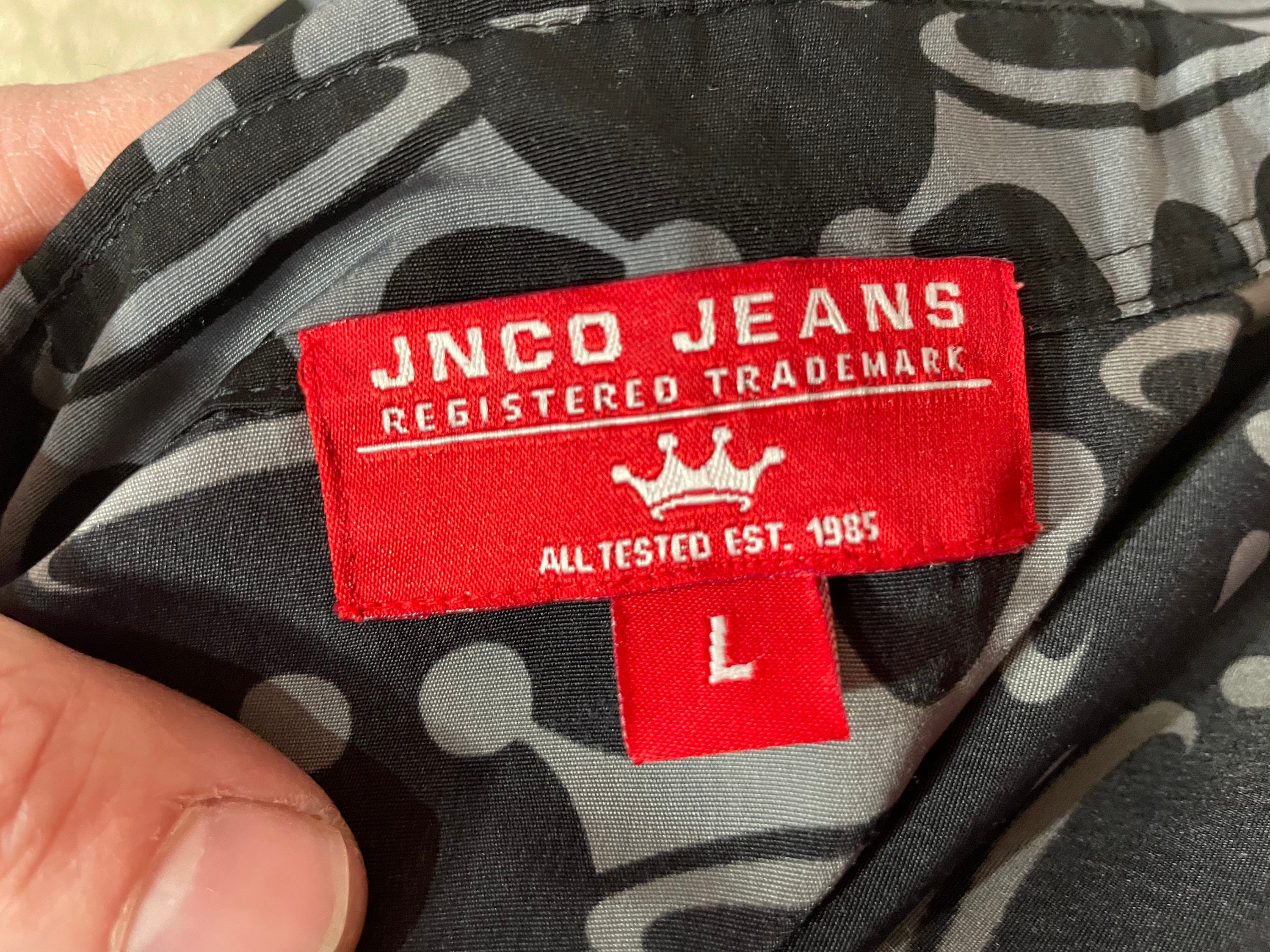 激レア【JNCO JEANS】フライングV ギター刺繍 オープンカラーシャツ Vintage 90s Jnco Jeans Skulls & Flames Button Down Shirt