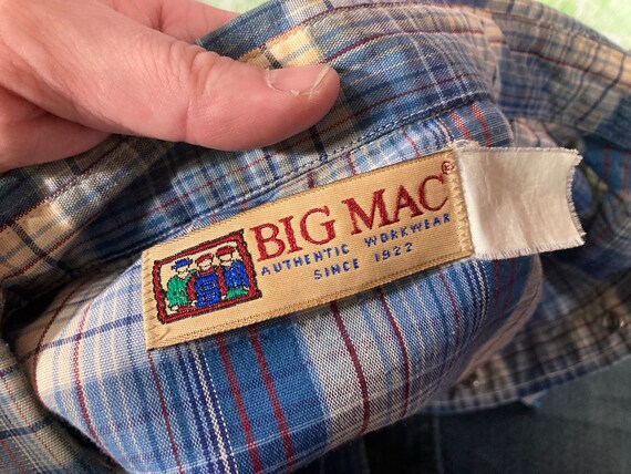 Vintage 80s Big Mac Pearl Snap Plaid Western Work Shirt - Sz