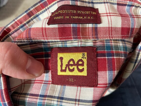 vintage 80s Lee plaid button down grandpa shirt -… - image 3