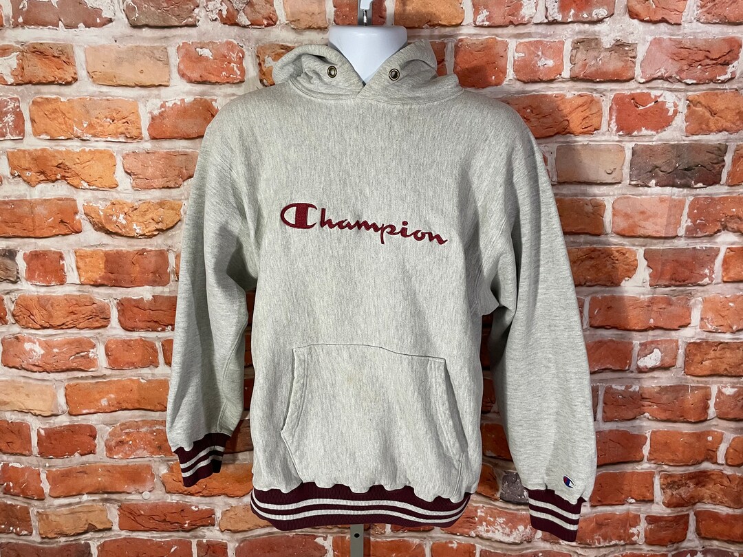 Vintage 90s Champion Script Reverse Weave Hoodie - Fits L/M