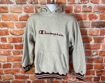 Vintage 90s Champion Script Reverse Weave Hoodie - Fits L/M