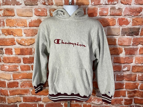 Vintage 90s Champion Script Reverse Weave Hoodie - Fits L/M