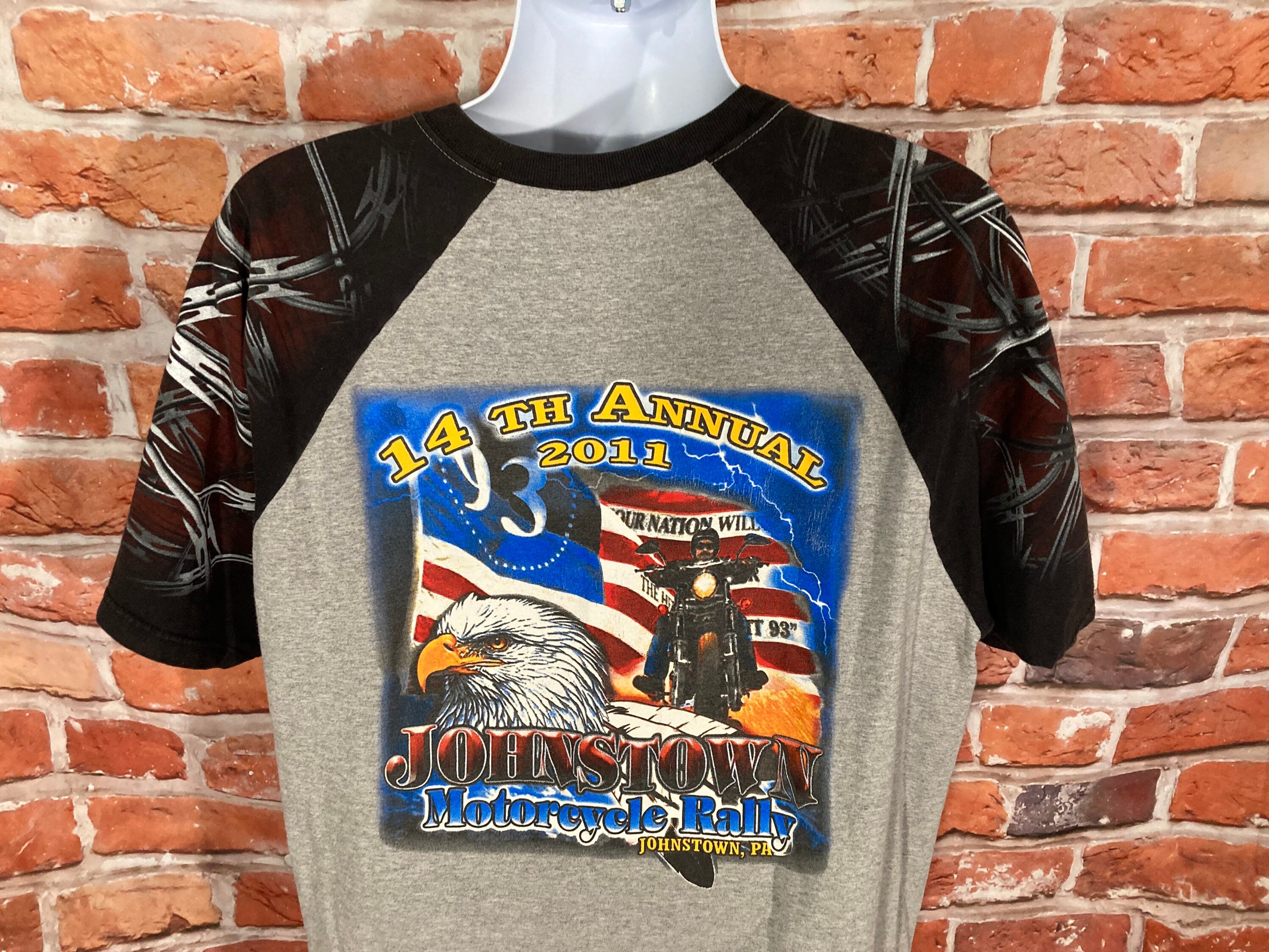 All over Razor Wire sleeves Johnstown Motorcycle Rally shirt Etsy