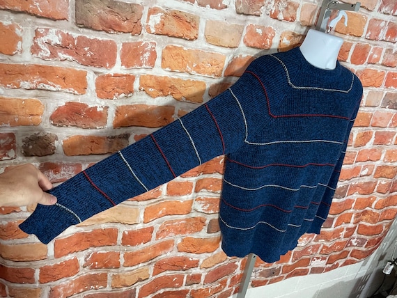 vintage 80s striped sweater - sz L - grandpa grun… - image 3