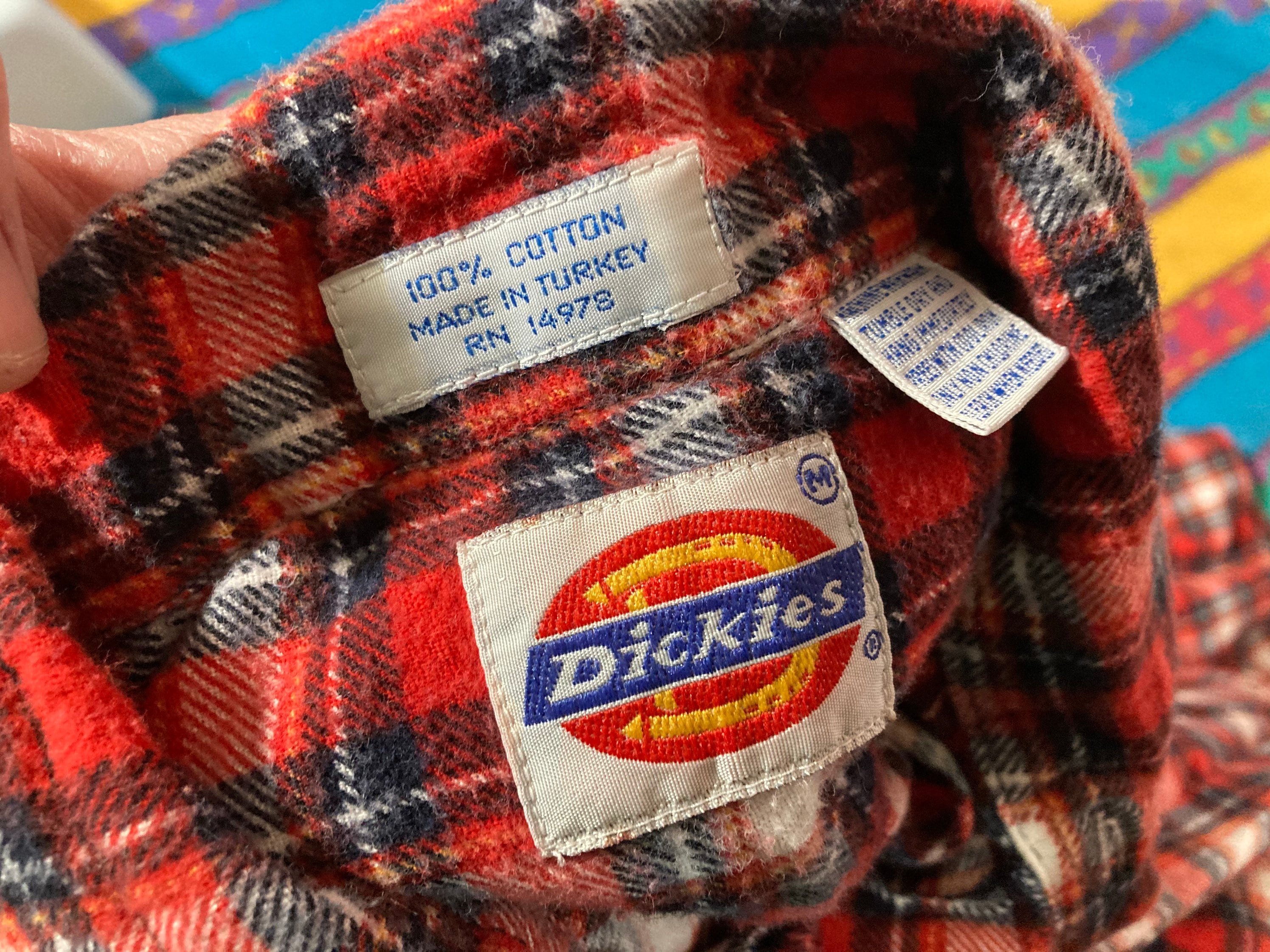 detektor prosa præst Vintage 80s Dickies Plaid Flannel Shirt Sz M Skater Grunge - Etsy