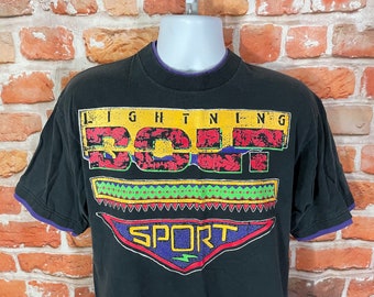 vintage 80s 90s Lightning Bolt Sport funky layered shirt - fits M - grunge skater faded