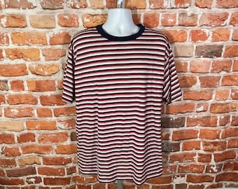 vintage 90s striped tee - sz XL - grunge skater emo indie shirt