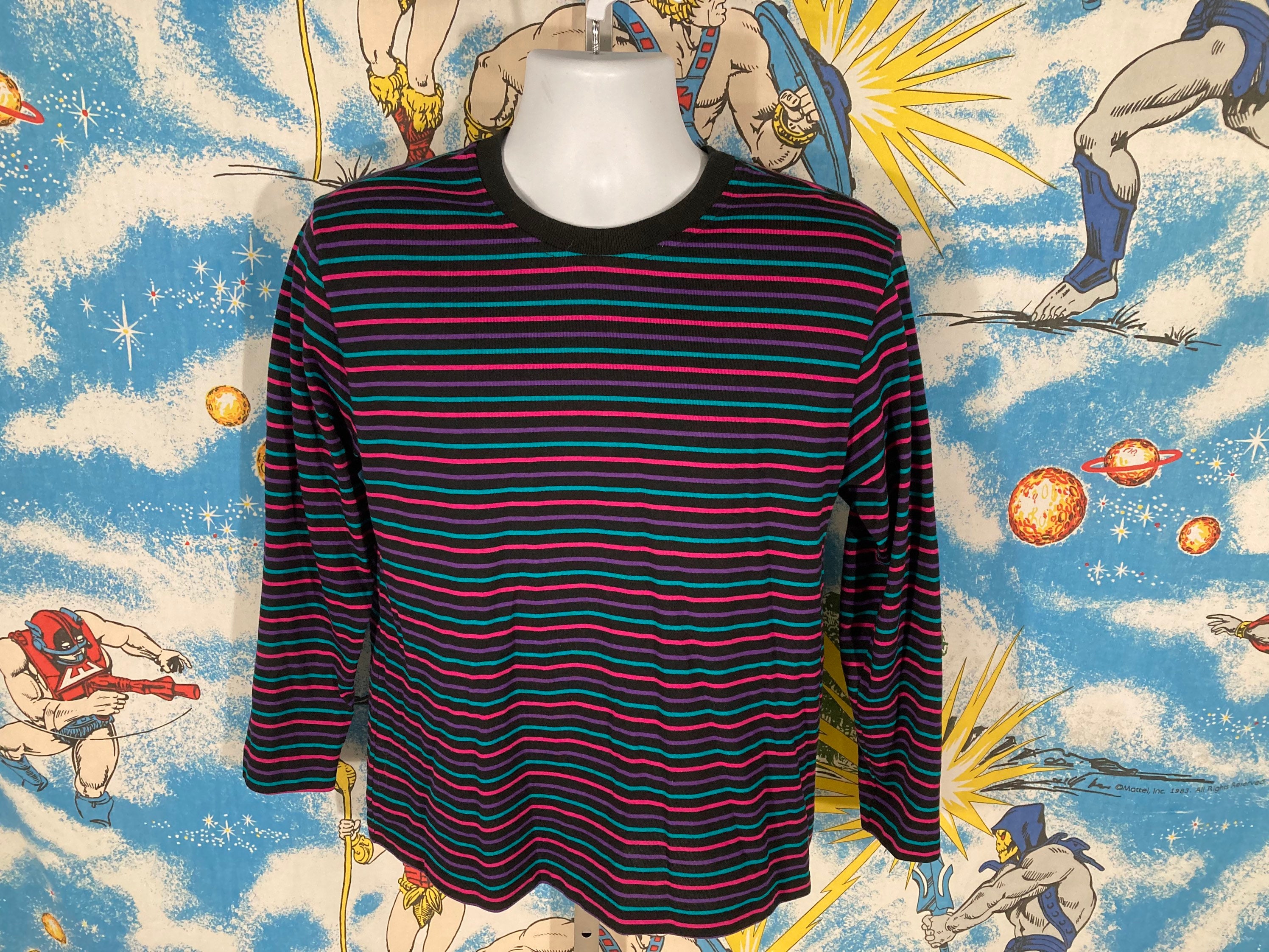 Cute 80s 90s Bright Colorful Striped 