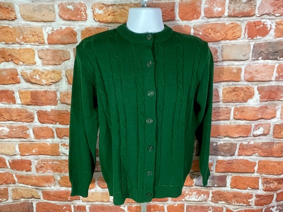 vintage 60s 70s braided green sweater - sz 42 - m… - image 1