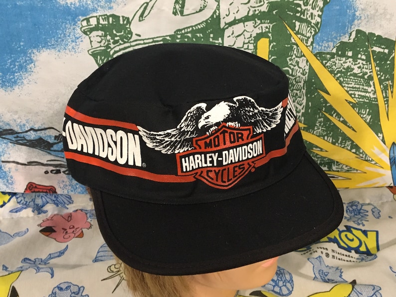 True vintage 80s Harley Davidson Painters Cap Eagle Logo Hat Etsy