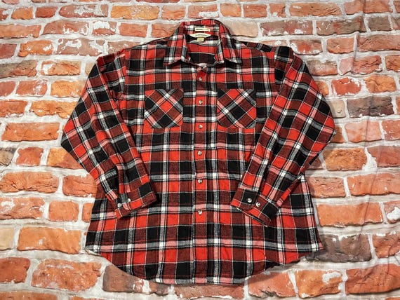 Vintage 80s Big Mac Heavy Camp Plaid Flannel Shirt - Sz XL