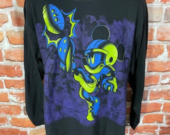 chemise à manches longues Mickey Mouse de football vintage des années 90 - t XL - époque grunge disney