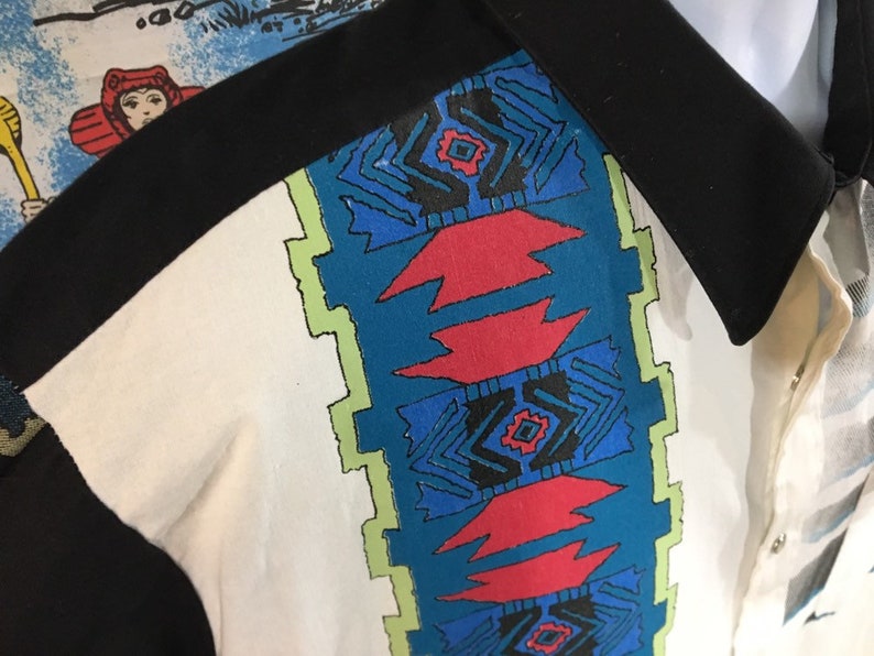 Aztec Vaporave INSANE 90s Wrangler Western Pearl Snap Shirt totally vintage 1990s