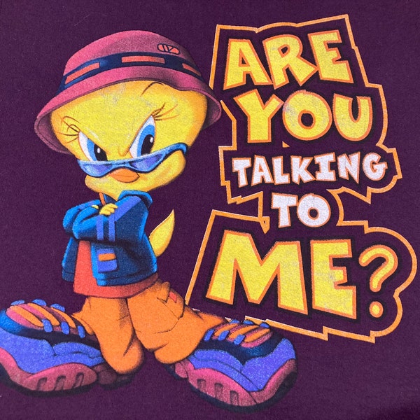 vintage 90s Tweety Bird - Are You Talking To Me? - sweatshirt sz XL - grunge space jam looney tunes