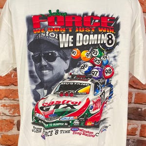 vintage John Force 8x Champion pool ball shirt sz L nhra windton cup 90s graphic tee