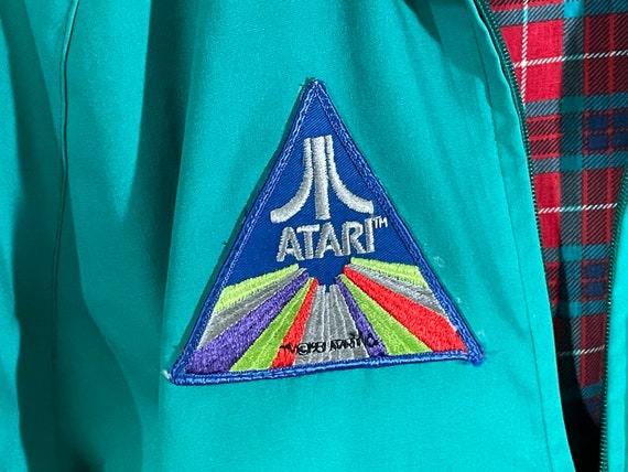 vintage 80s Atari teal Harrington jacket - sz XL … - image 2
