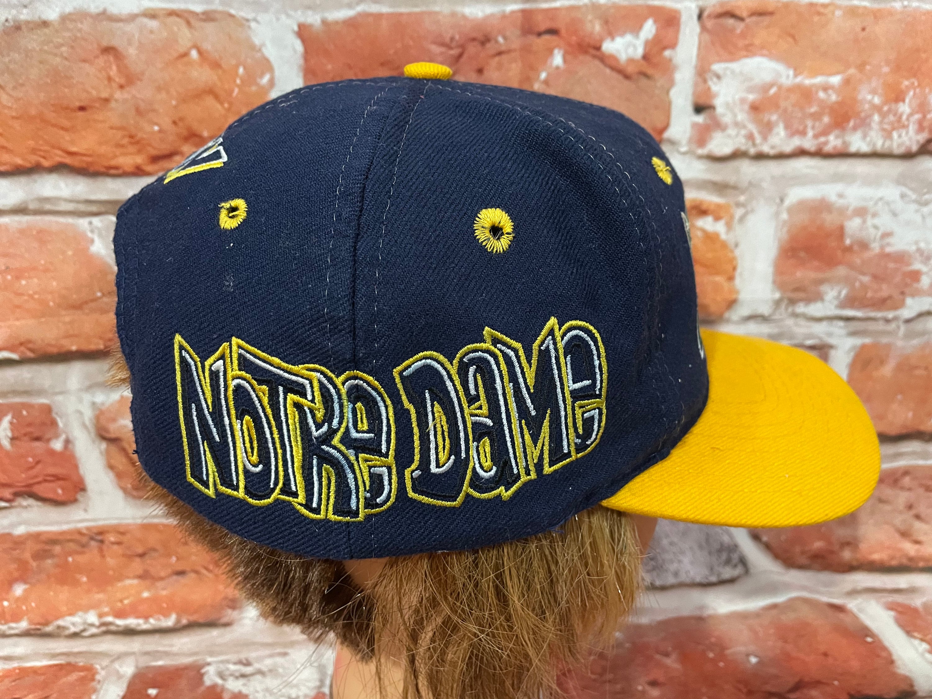 Vintage 90s Notre Dame Top of the World Graffiti Snapback Hat