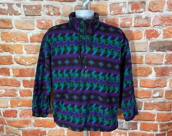 vintage 90s funky fleece pullover - sz PL - Petite - grunge emo indie sudadera suroeste
