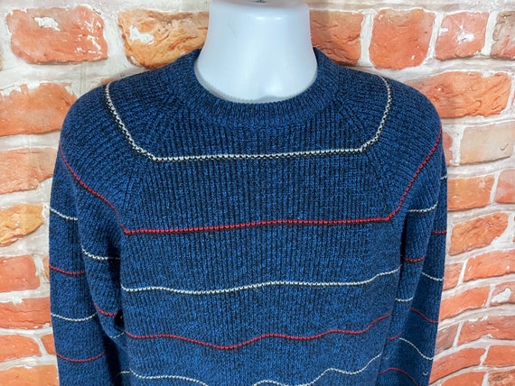vintage 80s striped sweater - sz L - grandpa grun… - image 4