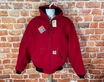 Vintage Nos 90s Dominos Pizza Red Carhartt Canvas Work Jacket Sz L Tall J03 Hooded Etsy Israel