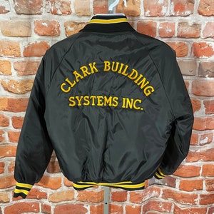 vintage Clark Building Systems snap button bomber jacket - sz M - Holloway construction grunge