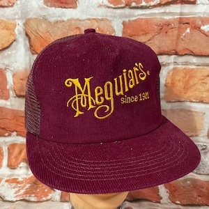 vintage Meguiar&#39;s corduroy mesh trucker snapback hat - 80s 90s car detail auto wax dad cap