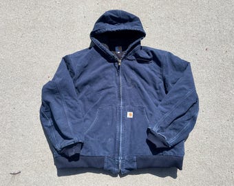 Carhartt Canvas Active Bomber Work Jacket Size Large Blue UPS - Etsy