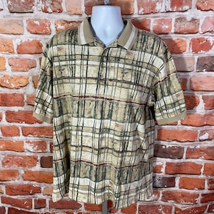 vintage 90s funky abstract Greg Norman Shark polo shirt - sz XL - grunge golf