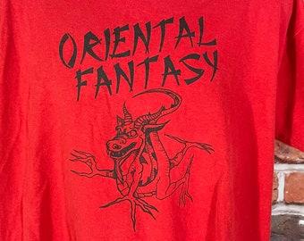 vintage 1995 Orientalisches Fantasy Shirt - gr XL - Drache 90er High School Abiball Einzelstück