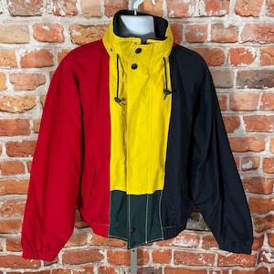 vintage 90s colorblock boating/yaching jacket - sz L - colorful