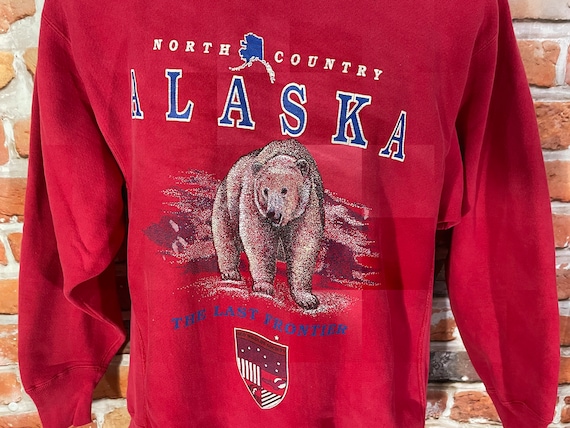 vintage 90s Alaska grizzly bear heavyweight sweat… - image 1