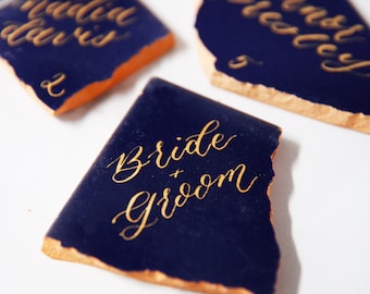 Broken Terracotta Tile Escort Cards, Tile Place Cards, Tile Wedding Favor, Terra Cotta Place Cards, Calligraphy Marble Tiles