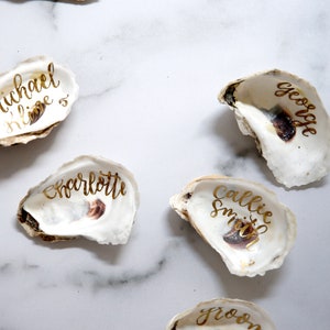 Oyster Shell Escort Cards, Oyster Place Cards, Oyster Wedding Favor, Calligraphy Oyster Favor image 7